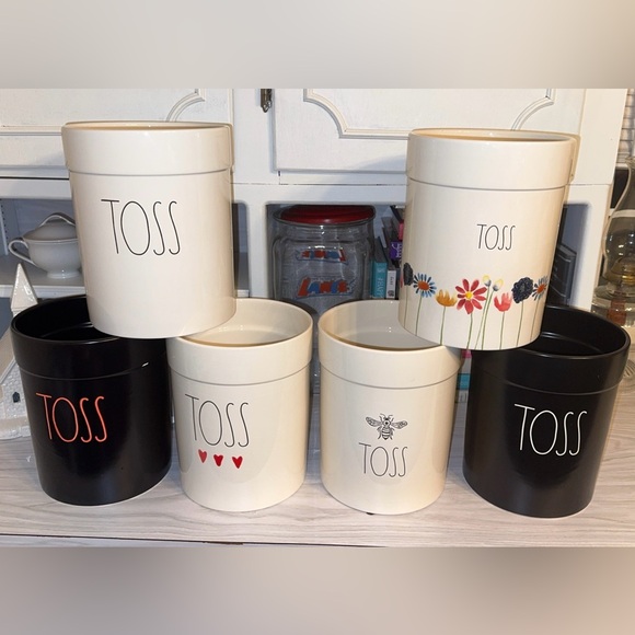 Rae Dunn Other - Rae Dunn VHTF Ceramic Toss Waste Basket/Can/Container/Bin Trash Can ‘TOSS’